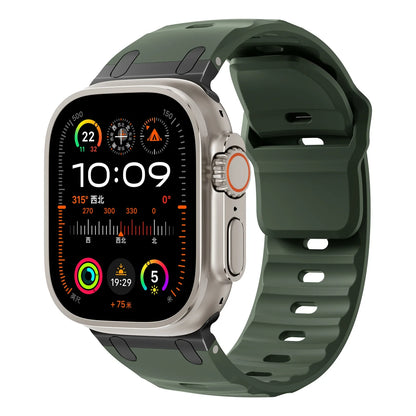 Sport Silicone & Stainless Steel Strap for Apple Watch — Fits Ultra 2 & Series 10/9/8/7/SE (44–49mm)