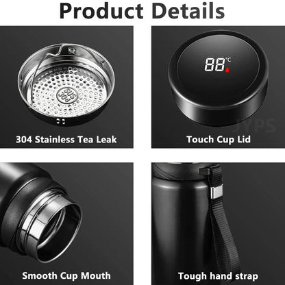 1000ML Smart Thermos Bottle with Temperature Display – Intelligent Vacuum Flask for Hot & Cold Water, Tea, Coffee