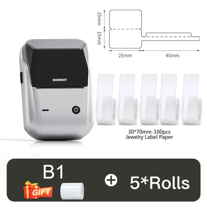 NIIMBOT B1 Portable 2-Inch Thermal Label Printer – Mini Bluetooth Adhesive Sticker Maker for Smartphone & PC