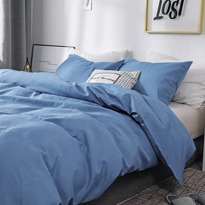 Nordic Solid Color Sanding Duvet Cover Set – 220x240cm Queen King Bedding with Pillowcases (No Sheet)