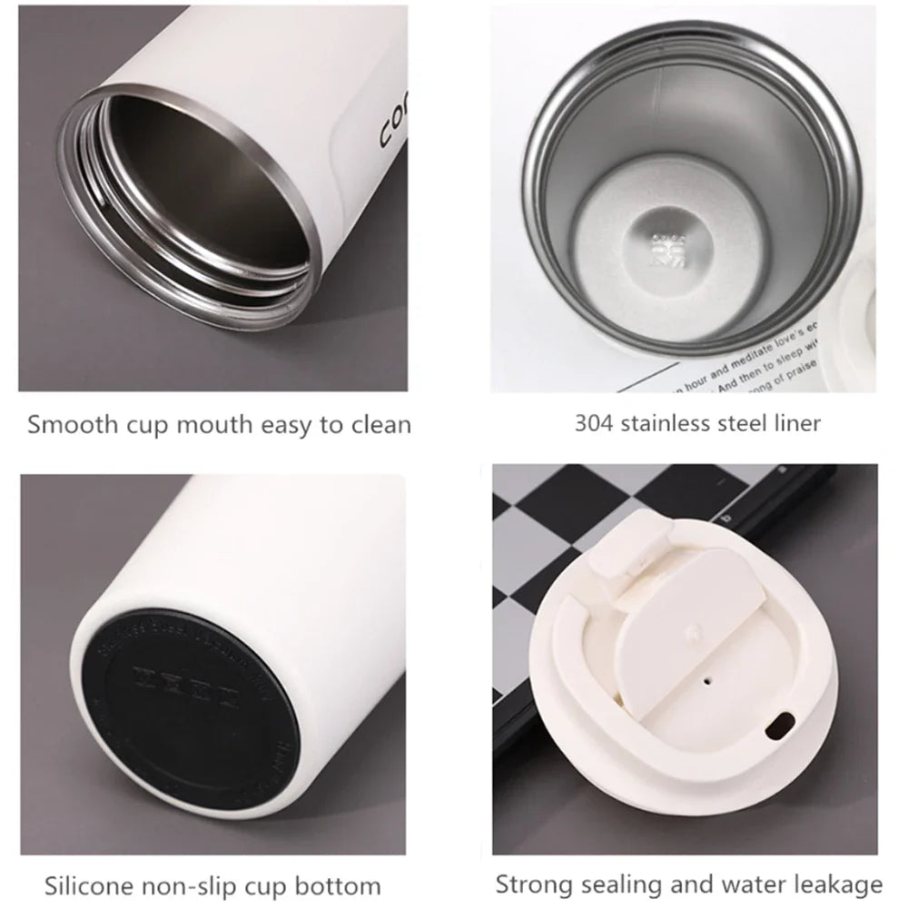 Double Stainless Steel Coffee Mug – Car Thermos, 380/510ML, Leak-Proof Travel Thermo Cup for Tea, Water, Coffee