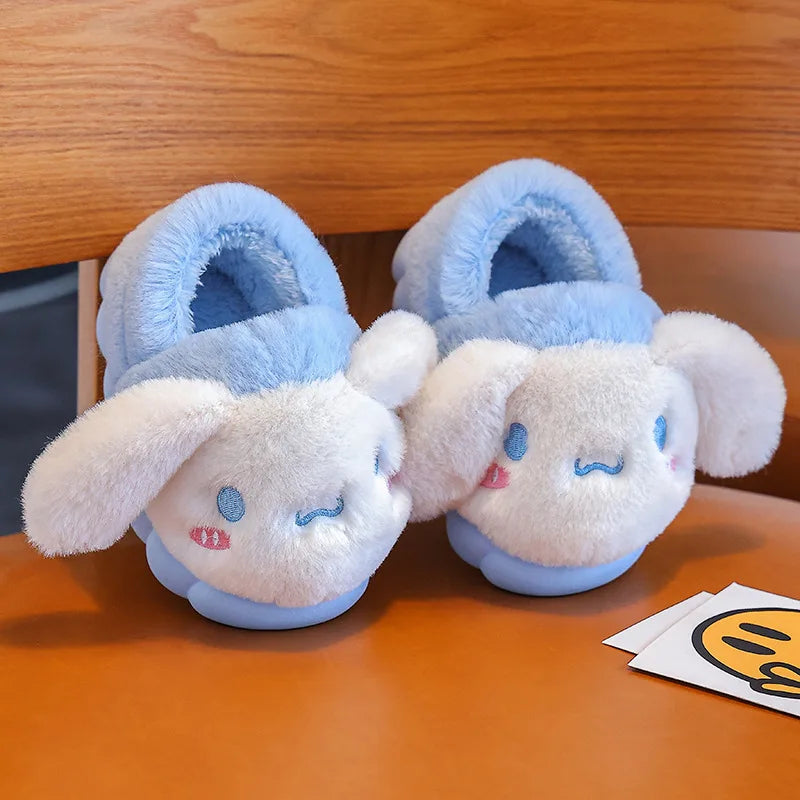 Anime Pikachu Plush Slippers for Kids – Soft, Non-Slip Warm Indoor Shoes for Autumn/Winter & Christmas Gifts