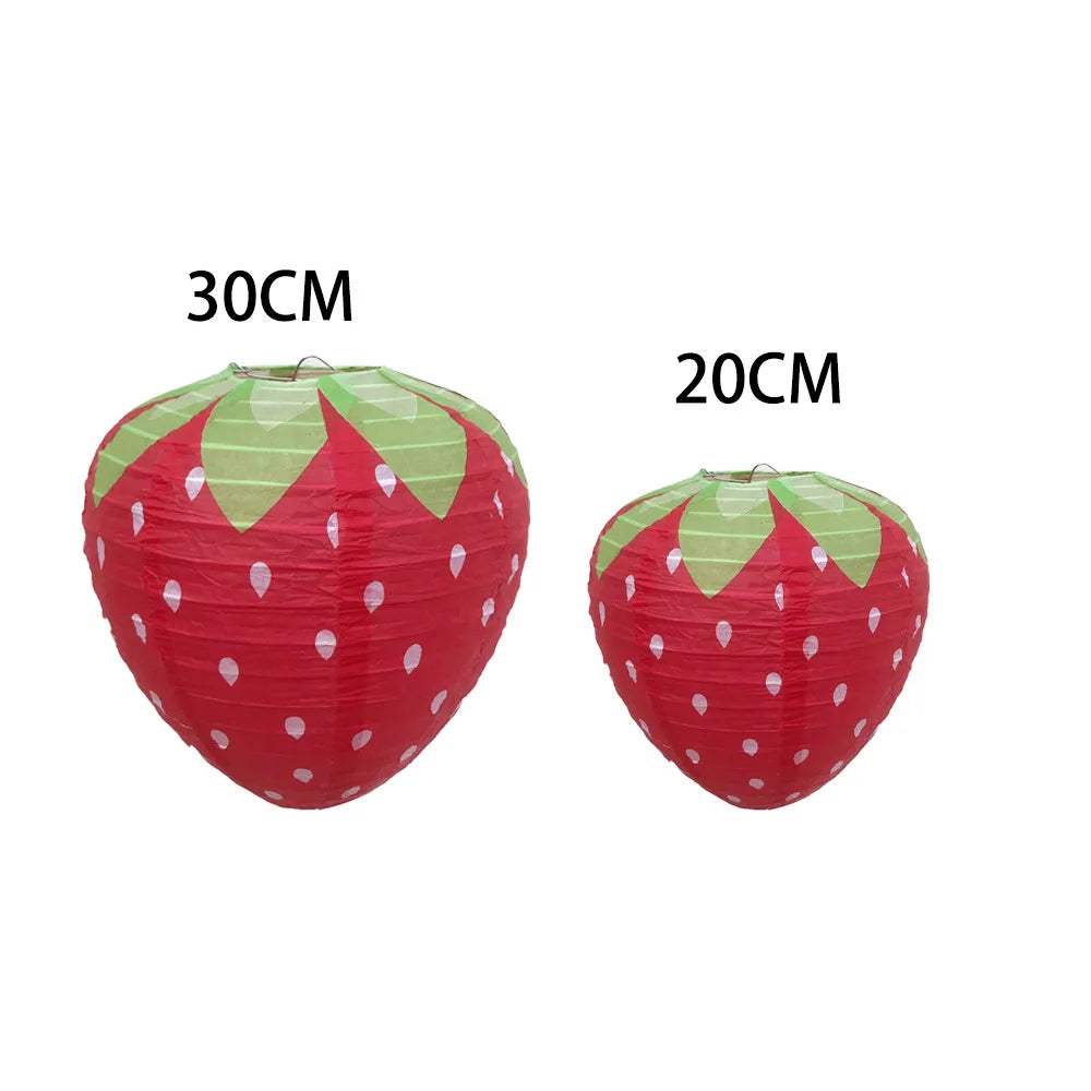 3D Strawberry Paper Lantern - Spring Strawberry Theme Party Decor for Children's Day and Baby Shower
