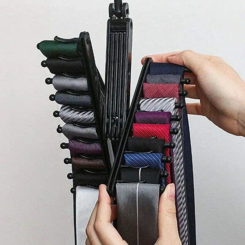 360° Rotating Multi-Functional Plastic Hanger — Adjustable Home Rack for Belts, Scarves & 20 Ties