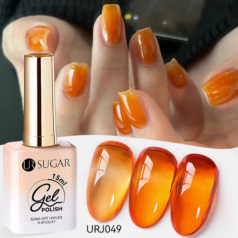 UR SUGAR 15ml Jelly Milky White Gel Polish – Translucent UV Soak Off Nail Art Varnish Semi-Permanent Fashion Nail Color