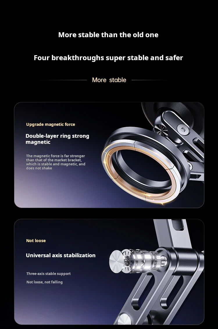 Magnetic Vacuum Adsorption Car Mount – Foldable 360° Rotating Aluminum Alloy Phone Holder for Smartphones