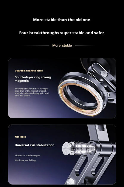 Magnetic Vacuum Adsorption Car Mount – Foldable 360° Rotating Aluminum Alloy Phone Holder for Smartphones