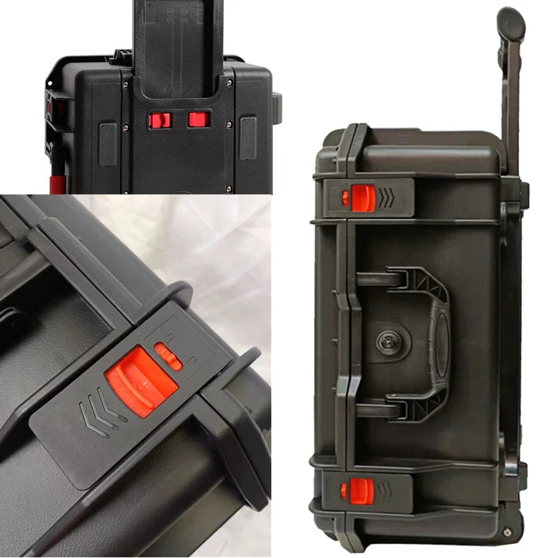 Trolley Toolbox with Wheels — Large Portable Tool Storage Case, Professional Plastic Instrument & Safety Equipment Box