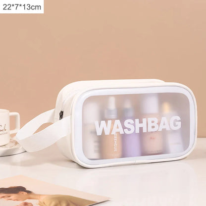 Black Transparent Waterproof Travel Makeup Bag – Portable Large-Capacity Cosmetic Organizer for Women