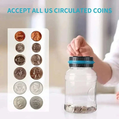 Intelligent Coin Bank with LED Display – Automatic Coin Counter & Storage for Pound, Dollar, Euro