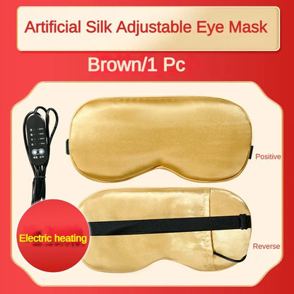 Silk USB Heated Eye Mask — Hot Steam Compress, Temperature-Controlled Sleep Blindfold for Comfortable Rest