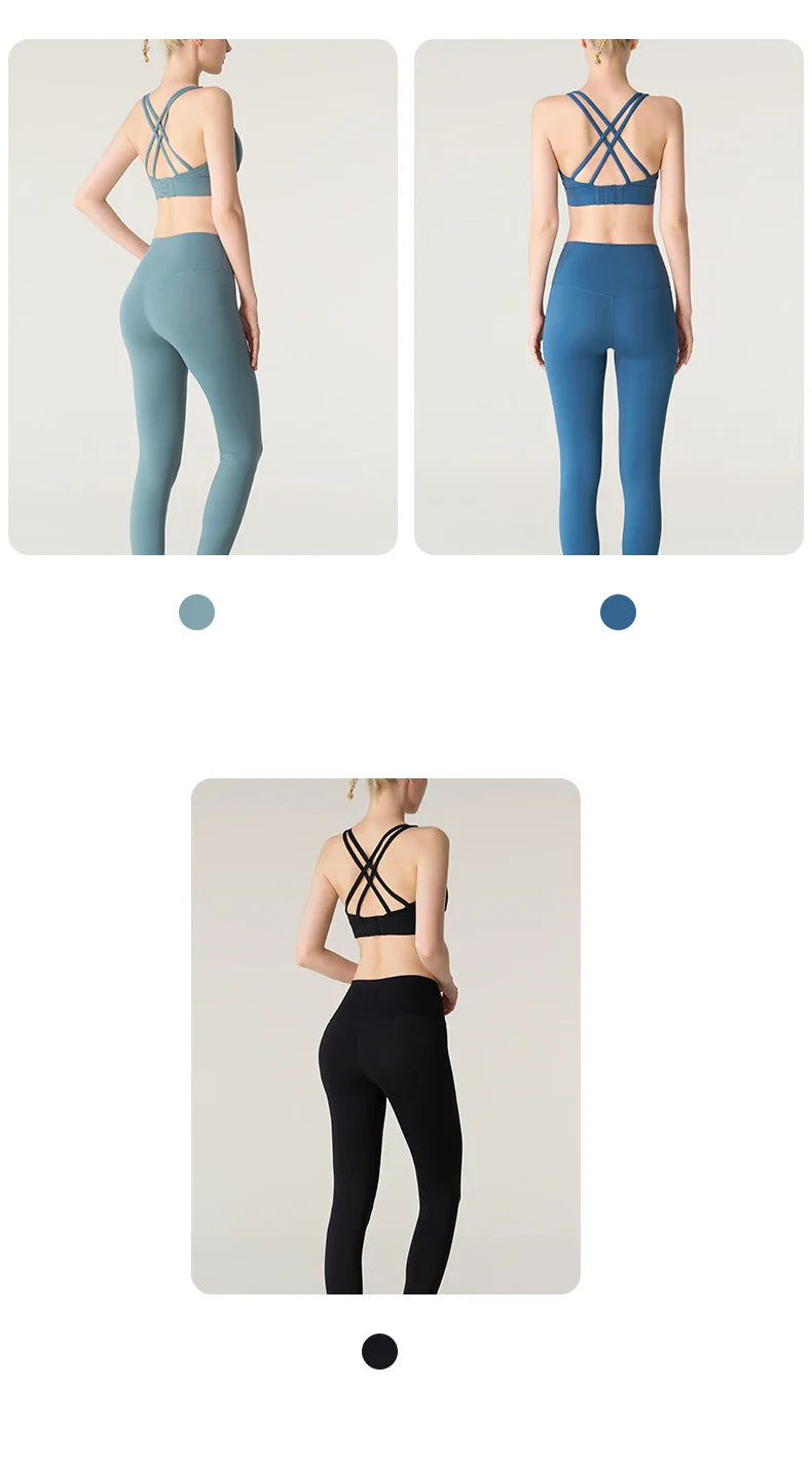 2-Piece Women’s Yoga Tracksuit – Athletic Pilates Fitness Set with Push-Up Sports Bra & Leggings for Gym Workouts