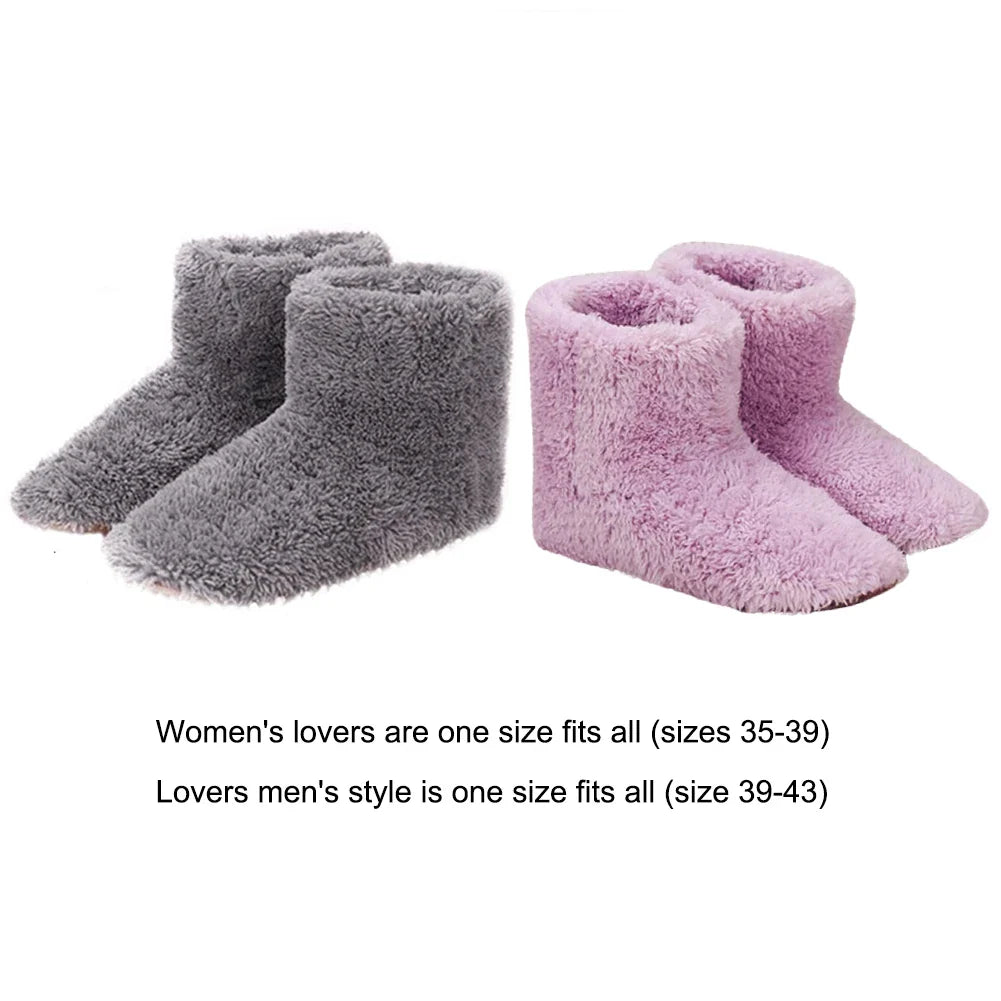 Winter USB Electric Heated Shoes – Plush, Washable Foot Warmers for Men & Women, Indoor & Outdoor Use