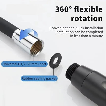 Silicone Flexible Shower Hose 1.5/2/3M – Anti-Winding High Pressure Extension Tube Bathroom Faucet Accessory