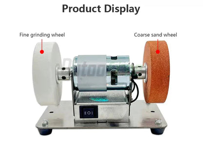 100W Double Table Grinder Machine — Electric Grinding Wheel for Coarse & Fine Polishing with Motorized Stone