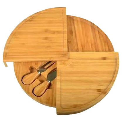 Cheese Board Cutlery Set with Slide-Out Drawer – Slicer, Fork, Scoops and Kitchen Storage Tools
