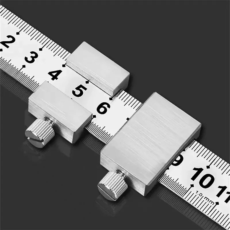 Metal Carpenter Square Ruler — Woodworking Measuring & Marking Gauge with Positioning Block