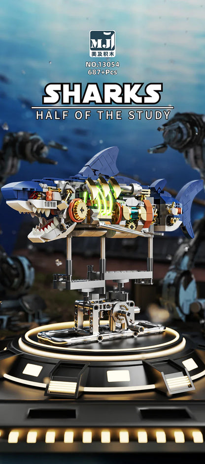 Mechanical Animal Building Blocks – T-Rex, Whale, Parrot, Devil Ray & Shark Model with Lights for Kids & Adults