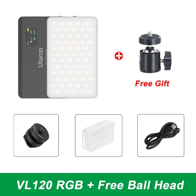 Ulanzi VL120 Full Color RGB Video Light – Dimmable 2500K-9000K LED Photography & Vlog Fill Light for Cameras