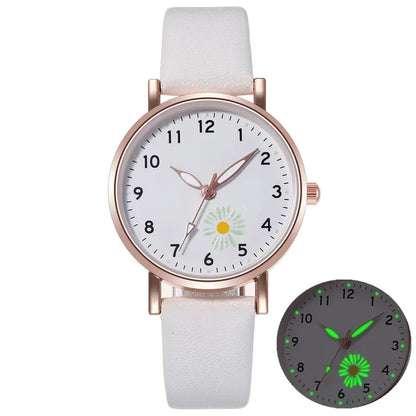 Luxury Women's Luminous Watch - Retro Quartz Wristwatch with Backlight and Leather Strap, Montre Femme