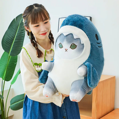Fun Transformed Cat Doll Plush Toy – Cute 25cm Shark Cat Plush Gift for Girls and Children