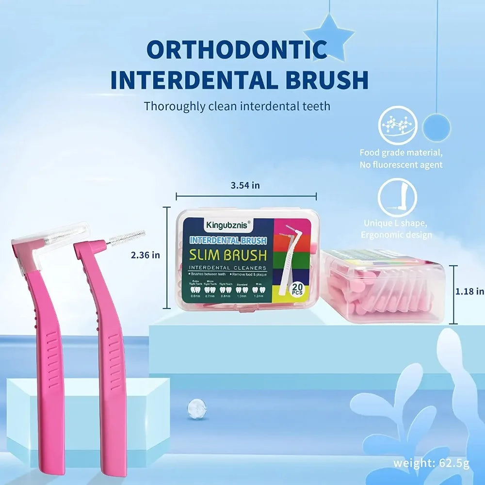 20Pcs Interdental Brushes for Teeth Cleaning – Soft Mini Orthodontic Dental Care Tools with Protective Dust Covers for Daily Oral Hygiene