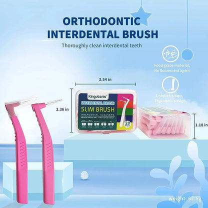 20Pcs Interdental Brushes for Teeth Cleaning – Soft Mini Orthodontic Dental Care Tools with Protective Dust Covers for Daily Oral Hygiene