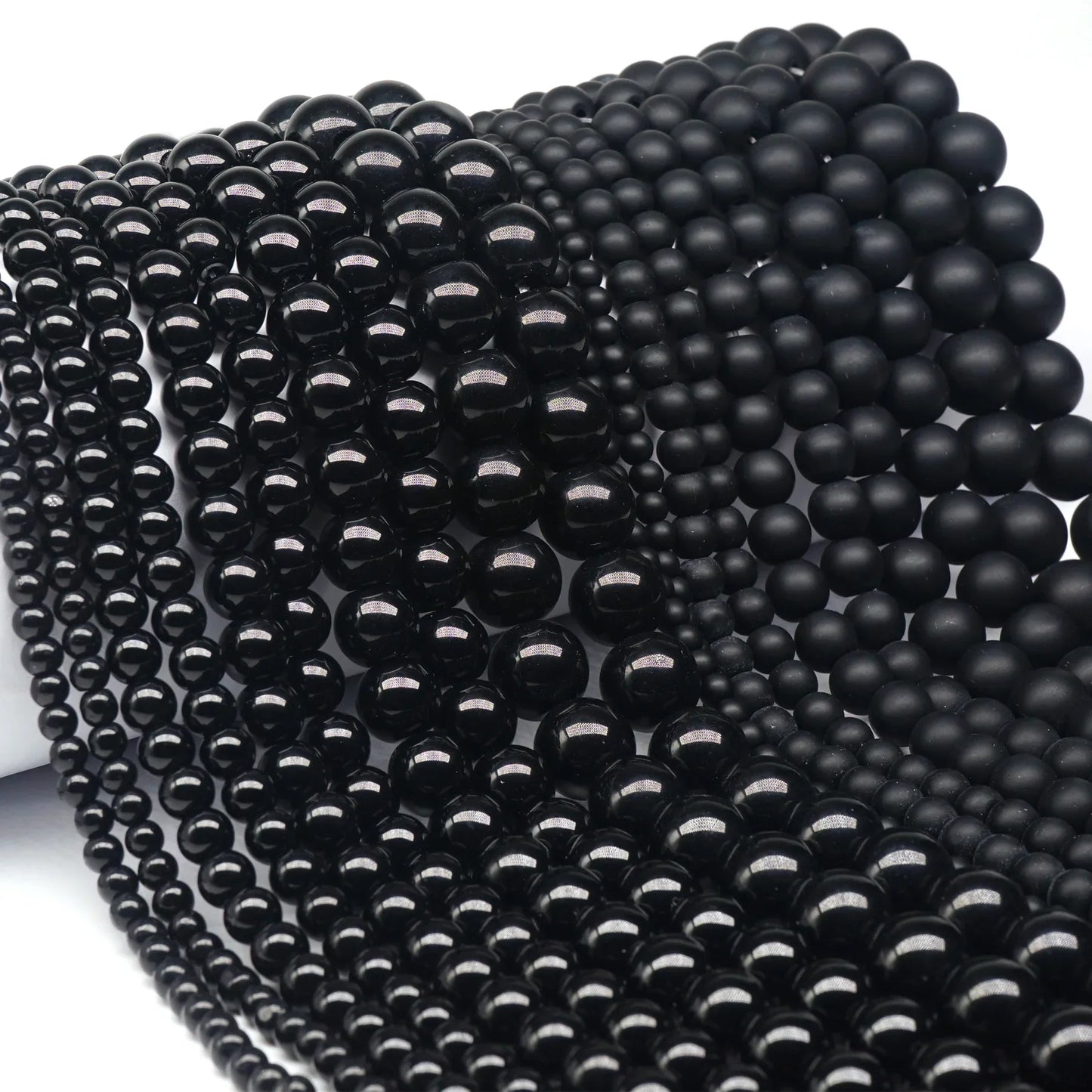 Natural Black Agate Beads – Round Frosted Stone Spacer Beads for DIY Jewelry, Bracelets & Necklace Accessories