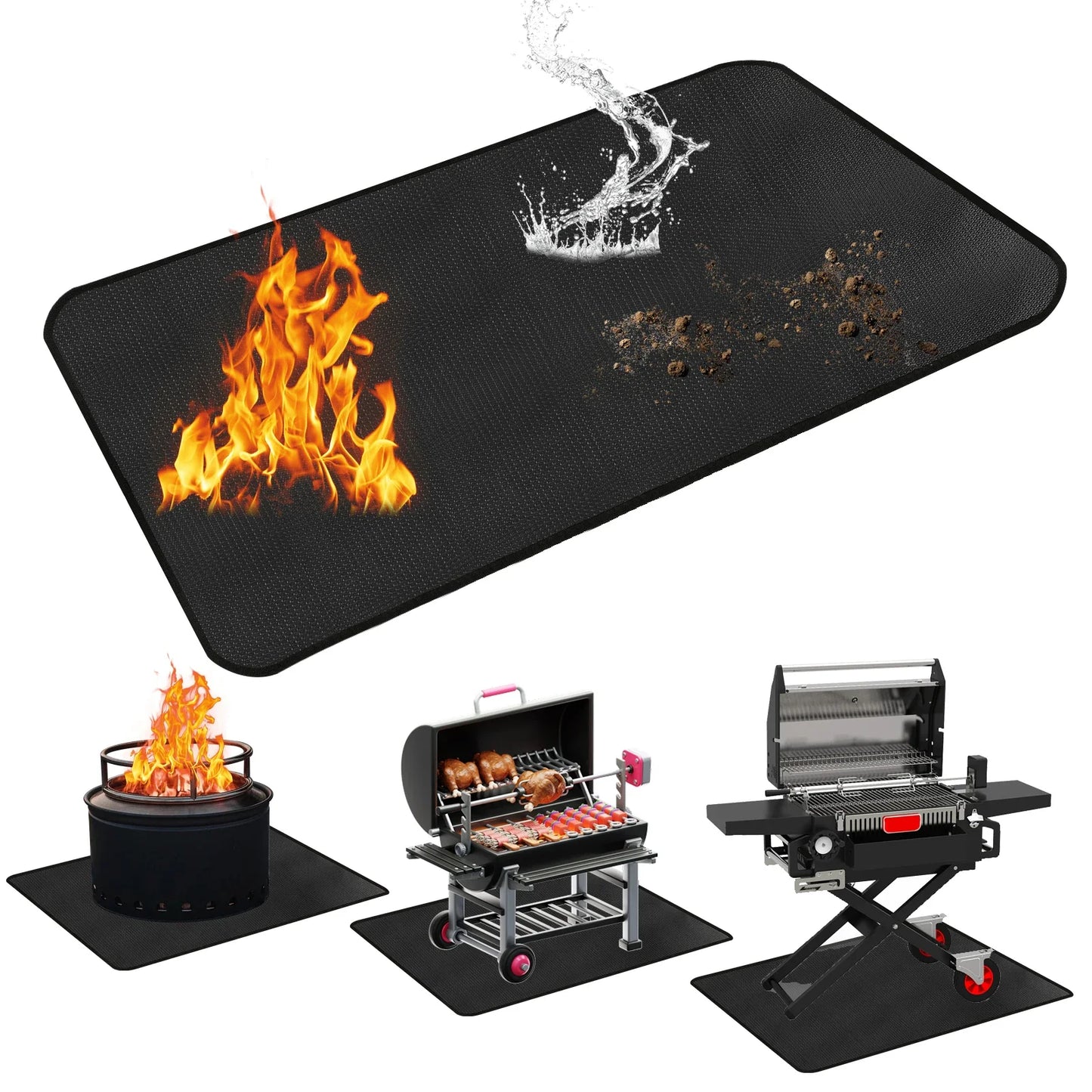 Large Fire Blanket & Grill Mat – Double-Sided Fireproof, Oil-Proof, Waterproof BBQ Protector for Grill & Fireplace