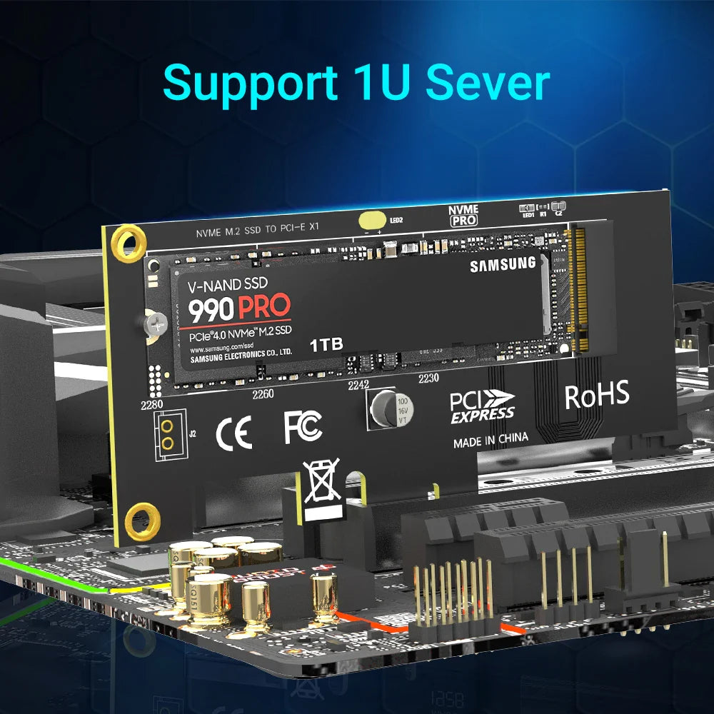 JEYI M.2 NVMe SSD to PCIe 4.0 x1 Adapter Card – 2280 PCI-E Gen4 16Gbps Expansion for Desktop PC