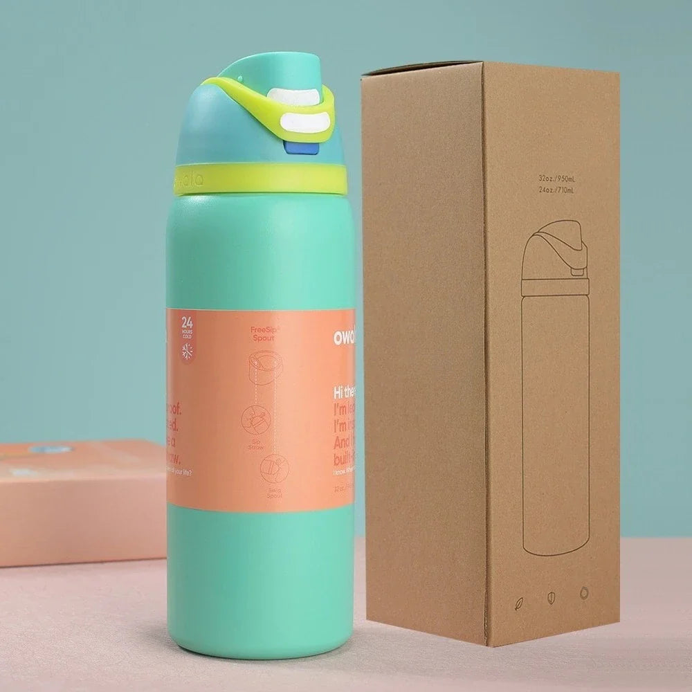 New Iced Water Bottle – Stainless Steel Thermos Cup with Straw for Cold Drinks, Iced Coffee & Sports, 24oz & 32oz for Kids