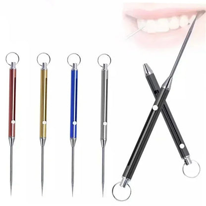 Black Titanium Alloy EDC Telescopic Toothpick Keychain – Camping Fruit Fork & Unpacking Tool Pendant Gift