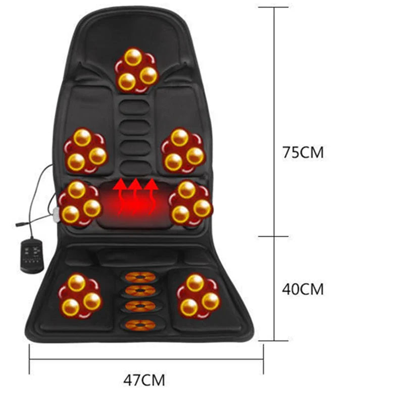 Electric Lumbar Massage Cushion | Car, Home & Office Heated Vibrating Neck & Back Pain Relief Pad