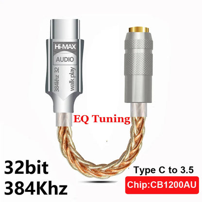 HiFi Type-C to 3.5mm DAC Amplifier Adapter – CB1200AU Chip USB-C Audio Decoder AMP for Android Devices