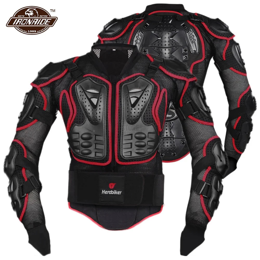 Motorcycle Jacket with Full Body Armor Set – Chest Armor Suit for Motocross Racing & Protective Moto Gear, Sizes S-5XL