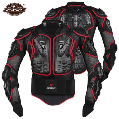 Motorcycle Jacket with Full Body Armor Set – Chest Armor Suit for Motocross Racing & Protective Moto Gear, Sizes S-5XL
