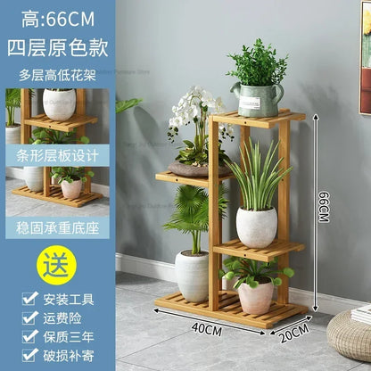 Nordic Wooden Plant Shelves - Indoor Flower Shelf for Living Room, Balcony, Garden Furniture, FYPS