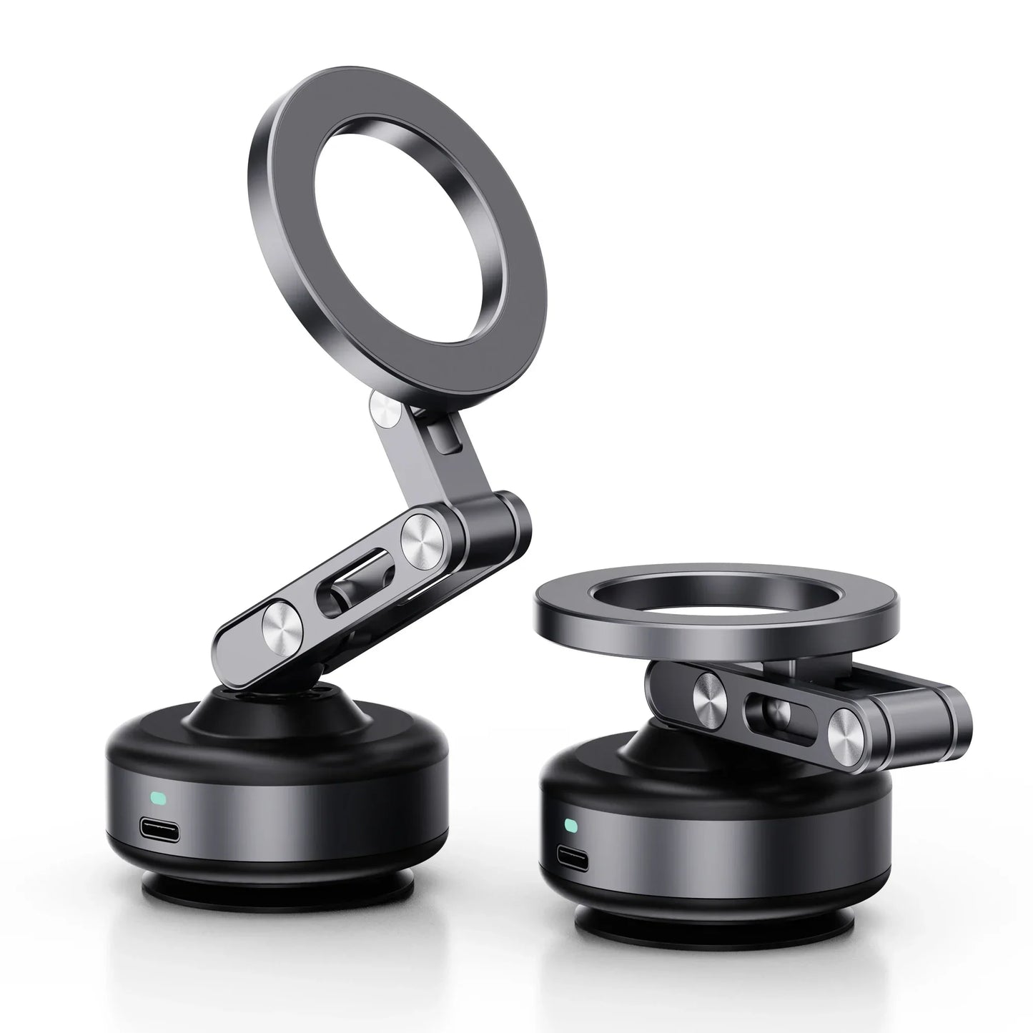 Magnetic Vacuum Adsorption Car Mount – Foldable 360° Rotating Aluminum Alloy Phone Holder for Smartphones