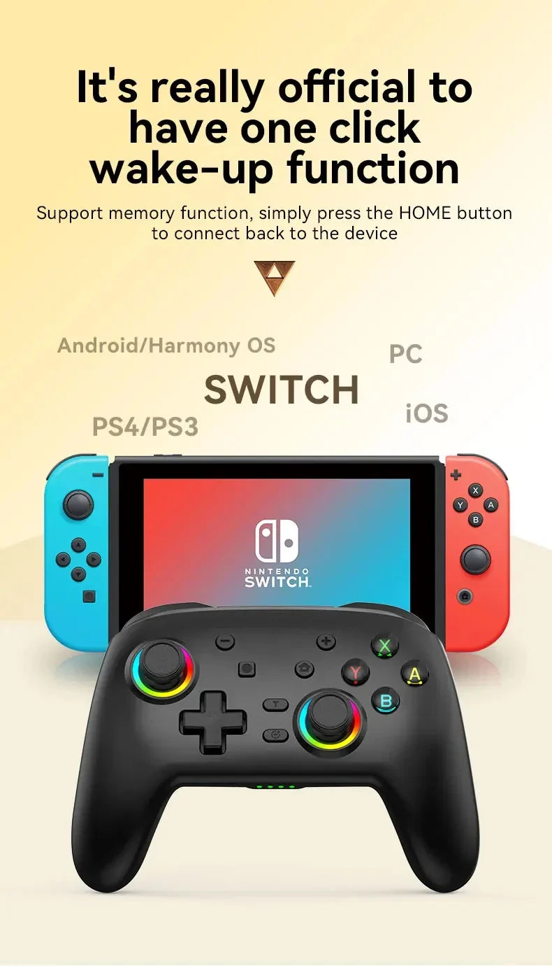 Wireless Pro Gamepad Controller for Nintendo Switch OLED/Lite & Elite – Bluetooth 6-Axis Joystick for PC & Steam Deck