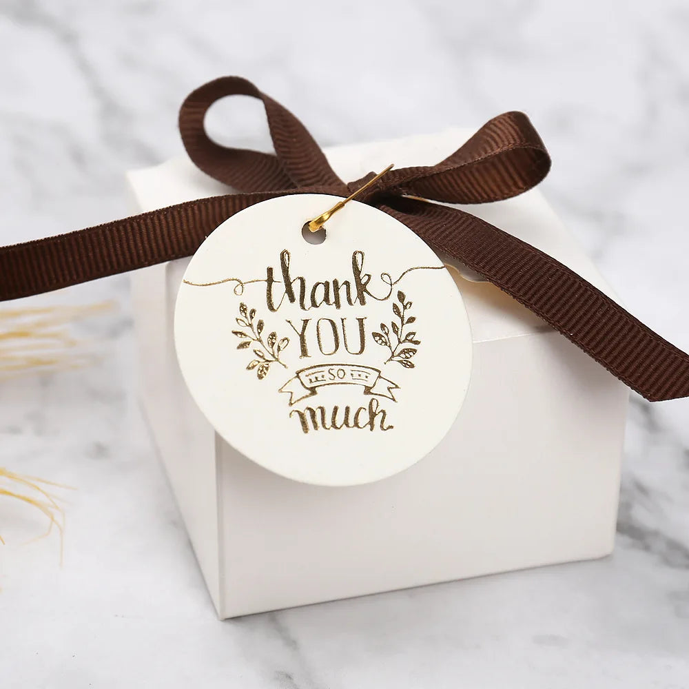 50PCS 4.5cm Bronzing Round Garment Tags – “Thank You” Paper Hang Tags for Clothing, Shoes, Packaging & DIY Crafts