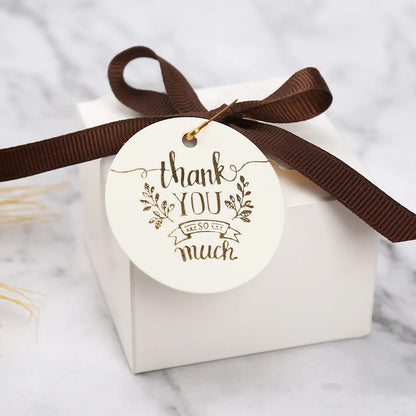 50PCS 4.5cm Bronzing Round Garment Tags – “Thank You” Paper Hang Tags for Clothing, Shoes, Packaging & DIY Crafts