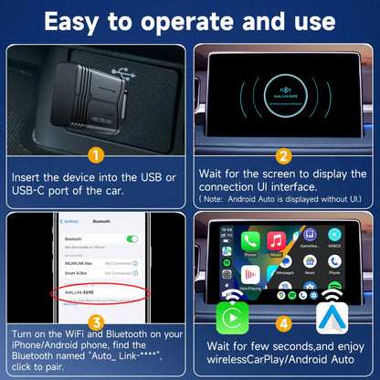 2025 HEYINCAR 2-in-1 Wireless Android Auto & CarPlay Adapter – Plug and Play for Kia, Volvo, Audi, MG, VW, Hyundai, Jeep