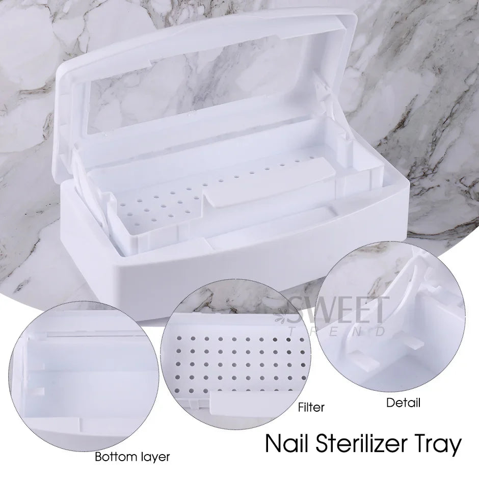 Nail Sterilizer Disinfection Box Pink | Manicure Metal Tool & Tweezers Sterilizer Tray for Salon