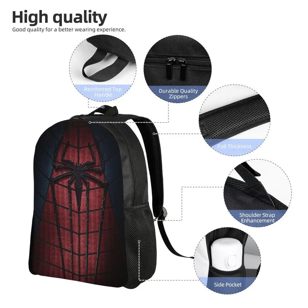 Custom Spider-Man Web Backpack – Water-Resistant School & College Bag for Men and Women