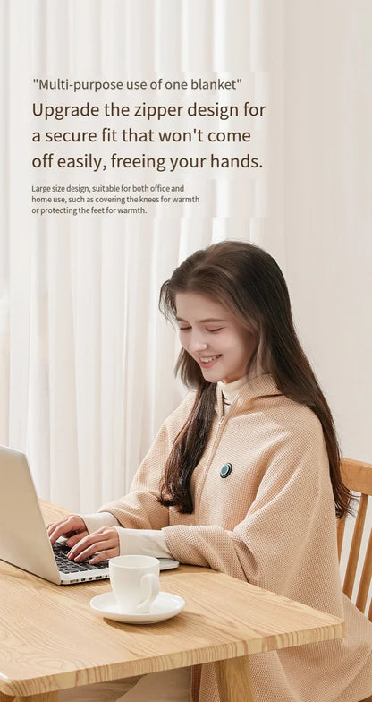 Electric Heating Shawl & Wearable Blanket – Rechargeable, Washable Heated Blanket for Outdoor, Office & Travel Use