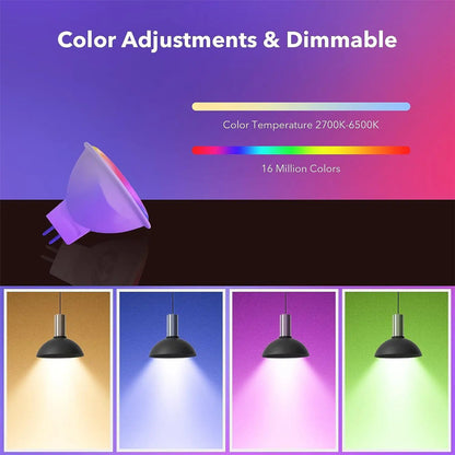 Smart MR16 RGB LED Bulb GU5.3 12V Dimmable Color Changing (16 Million Colors) Alexa Compatible Bi-Pin Light Bulb
