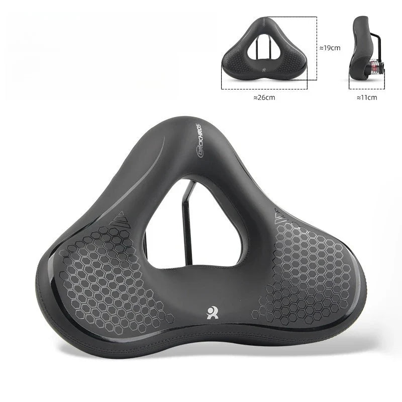 Bicycle Saddle Cushion - Wide Thick Shock-Absorbing Comfortable Seat for MTB, Touring & E-Bikes