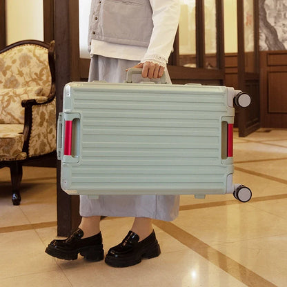 30-Inch Five-Wheel Aluminum Frame Suitcase — Multifunctional Cabin Luggage with Password Lock, USB Port & Cup Holder