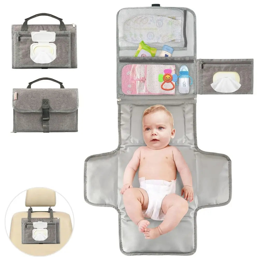 Portable Baby Diaper Changing Pad – Waterproof Travel Station with Pockets | Ideal Baby Gift