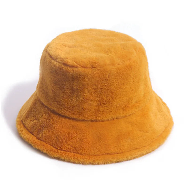 Women’s Winter Bucket Hat – Fashion Leopard Panama, Warm Vintage Faux Fur Fisherman Cap